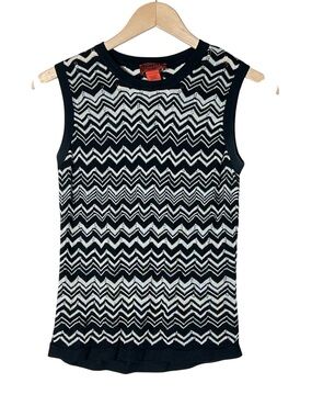 Missoni black and white Chevron print sleeveless knit top size medium M B139